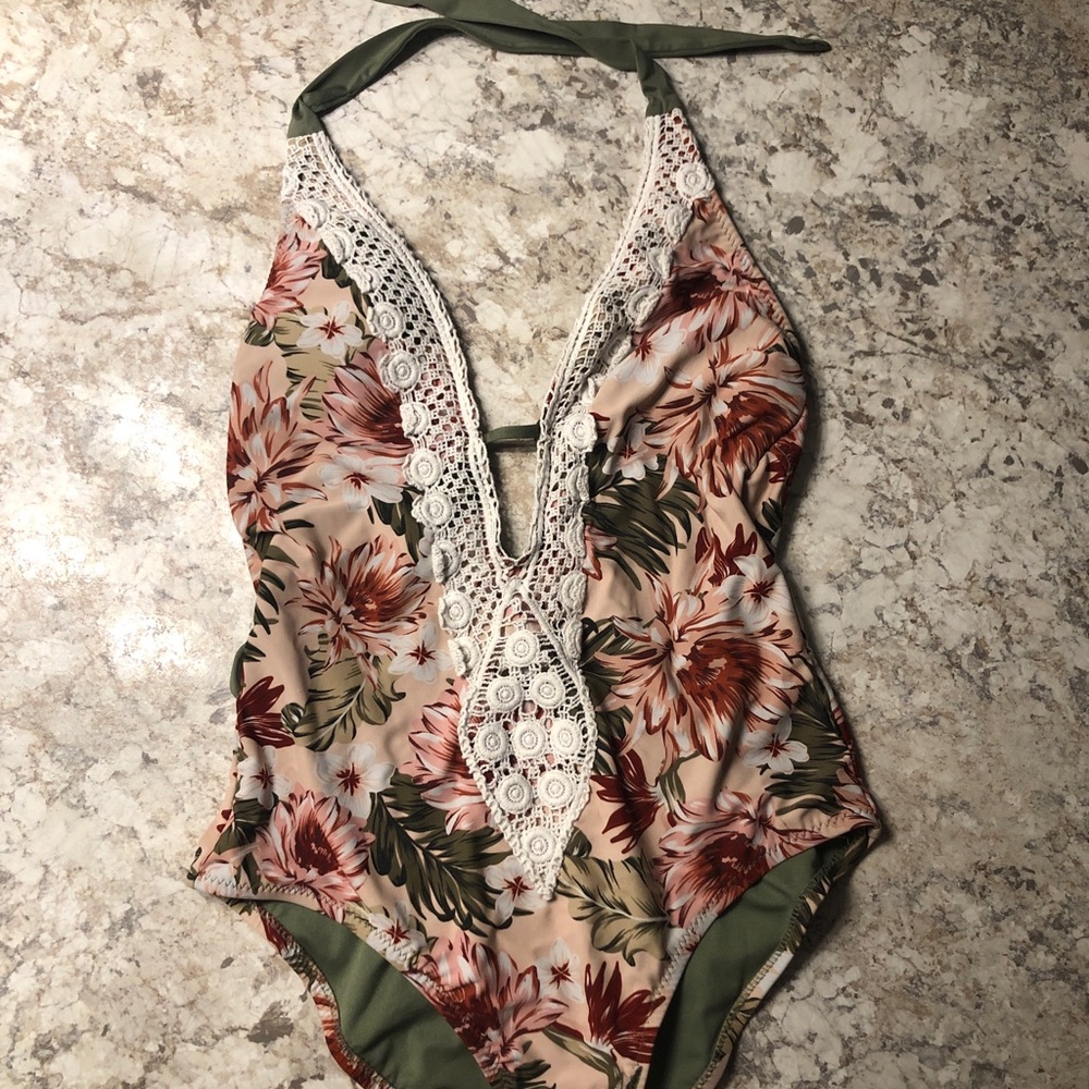 Floral target bathing suit
